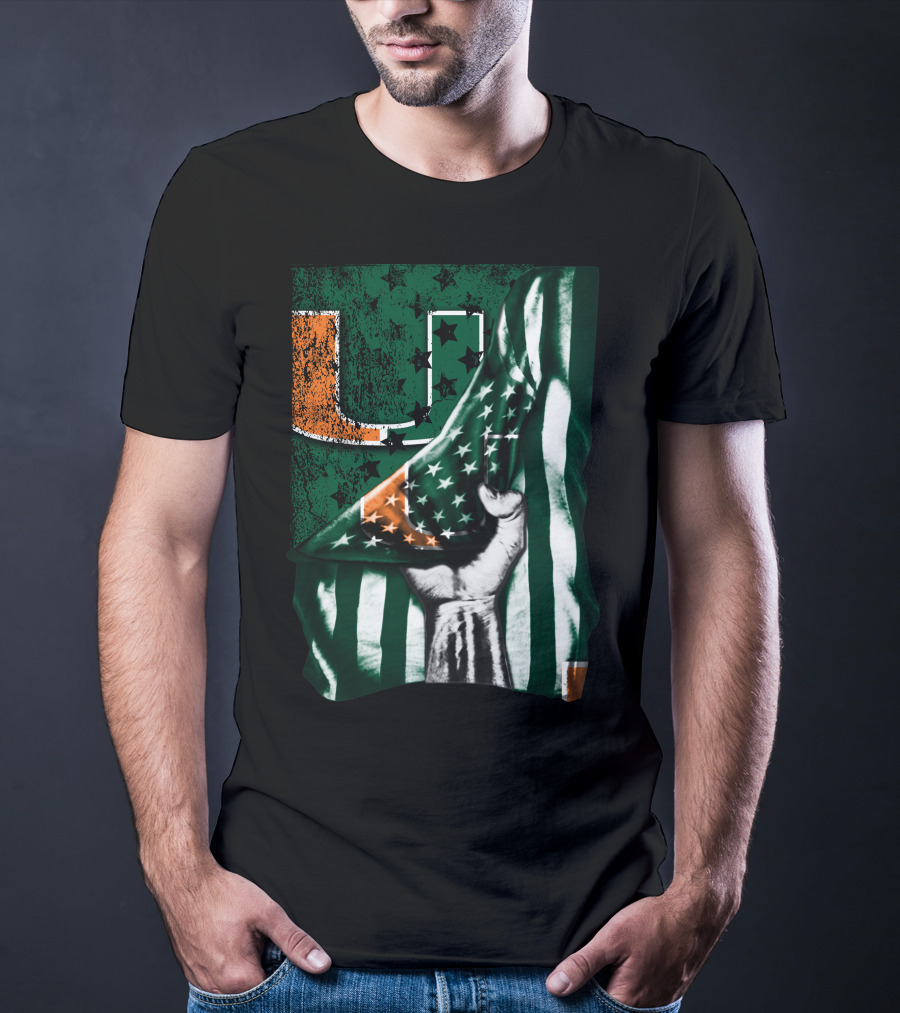 Miami Hurricanes U Flag Stars And Stripes Fist T-Shirt