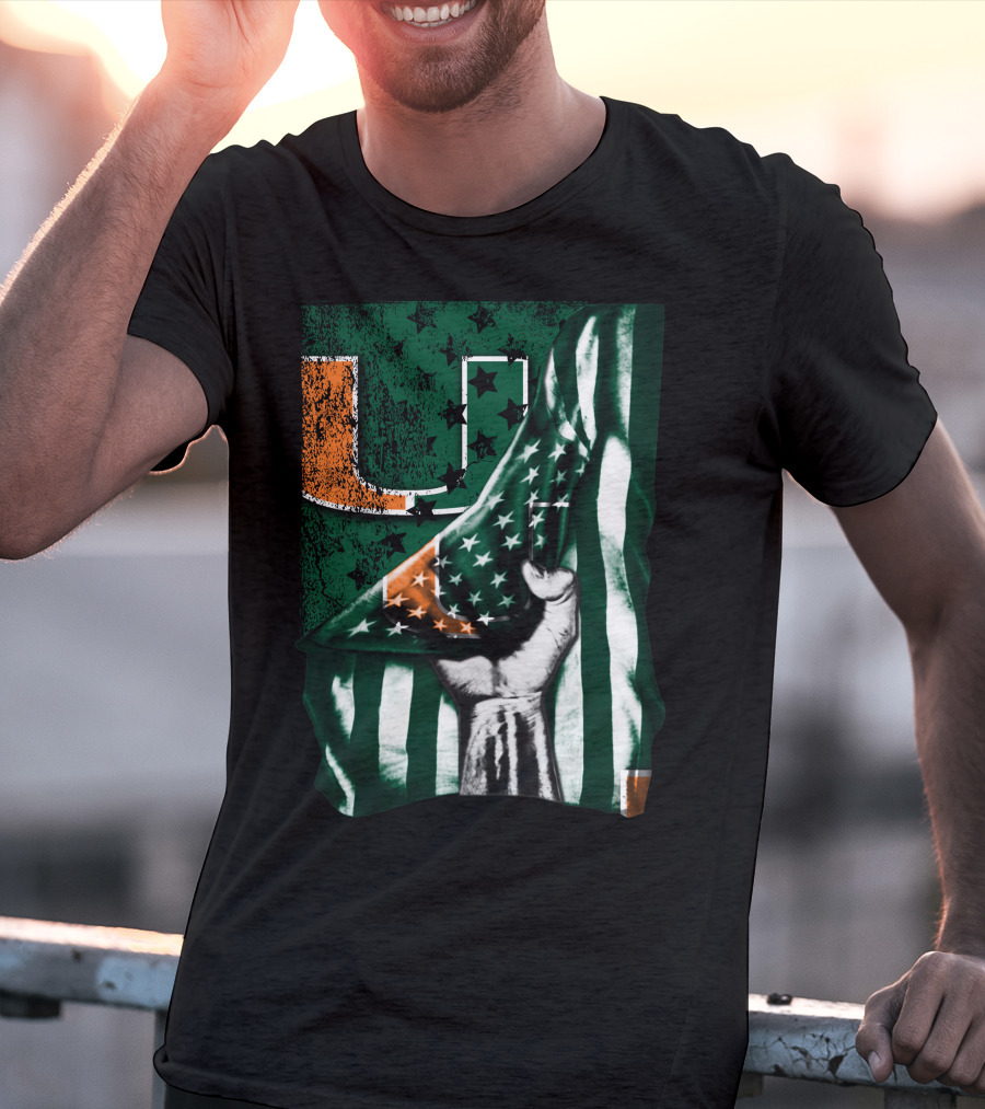 Miami Hurricanes U Flag Stars And Stripes Fist T-Shirt