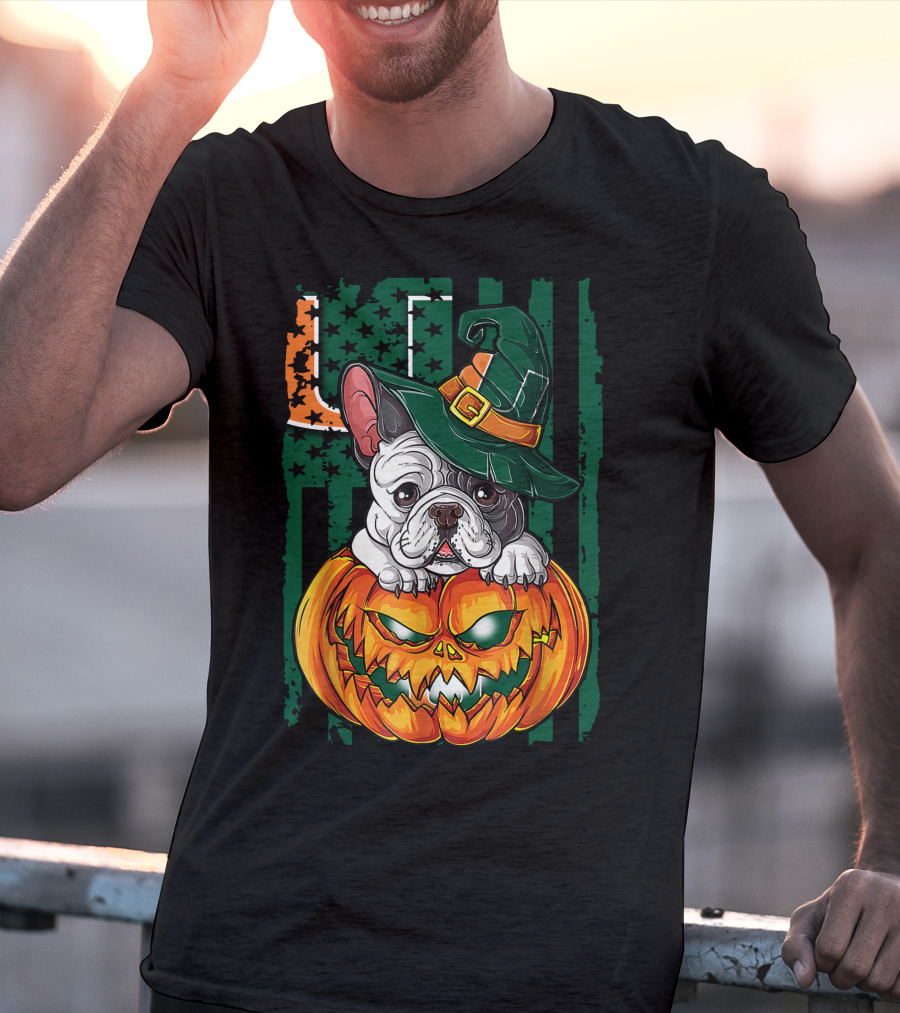 Hlw Bulldog Halloween Miami Hurricanes Pumpkin Hat T-Shirt