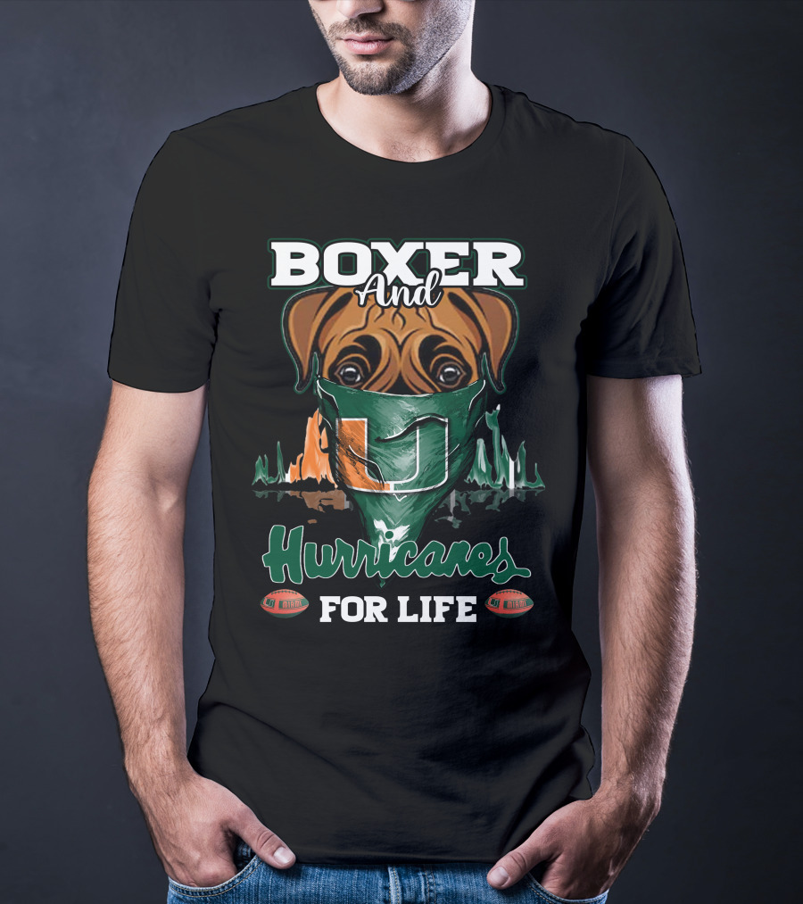 Boxer And Hurricanes For Life Miami T-Shirt