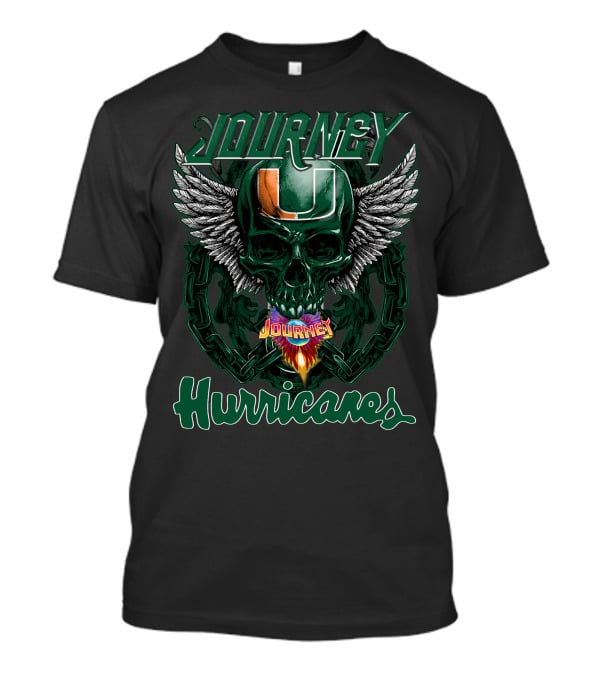Journey Miami Hurricanes Skull Wings T-Shirt