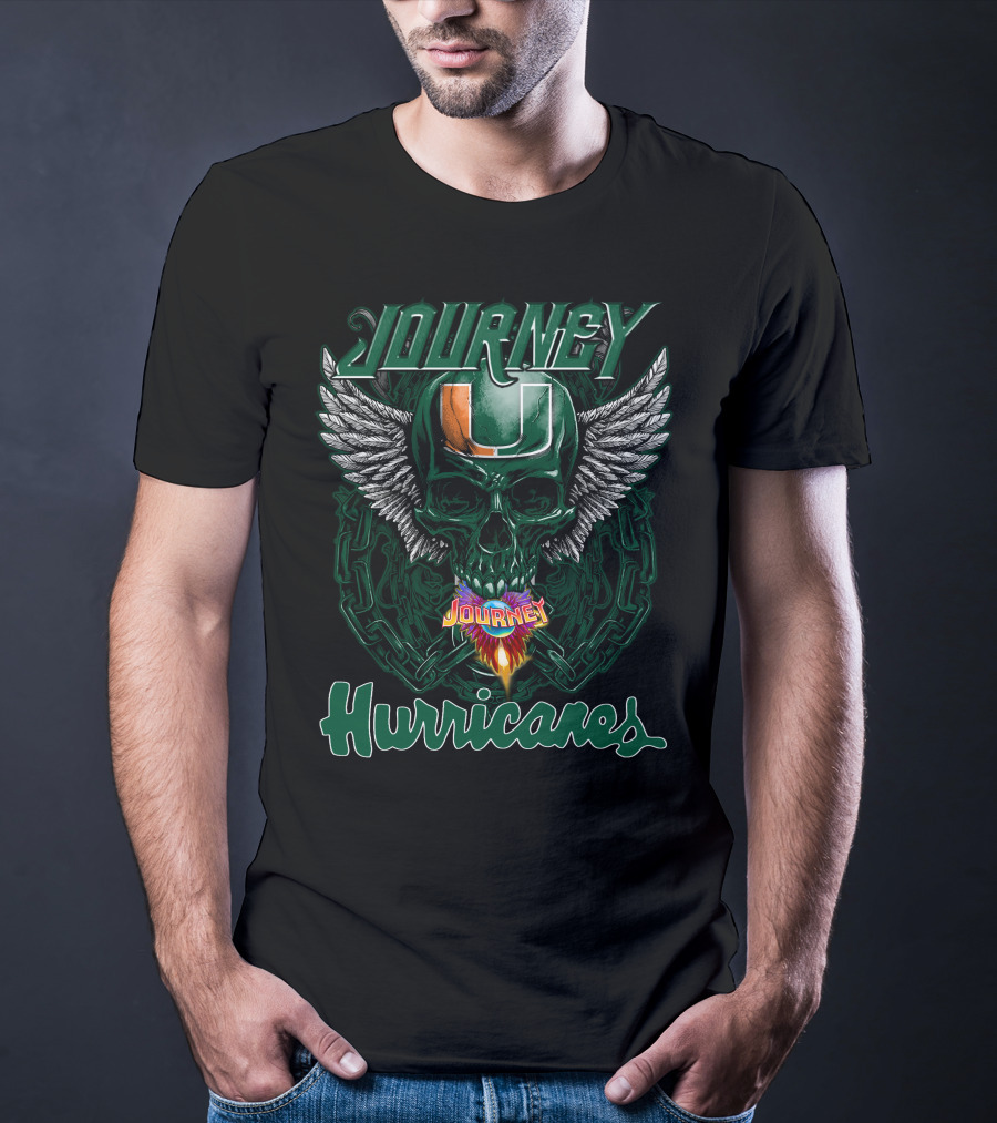 Journey Miami Hurricanes Skull Wings T-Shirt