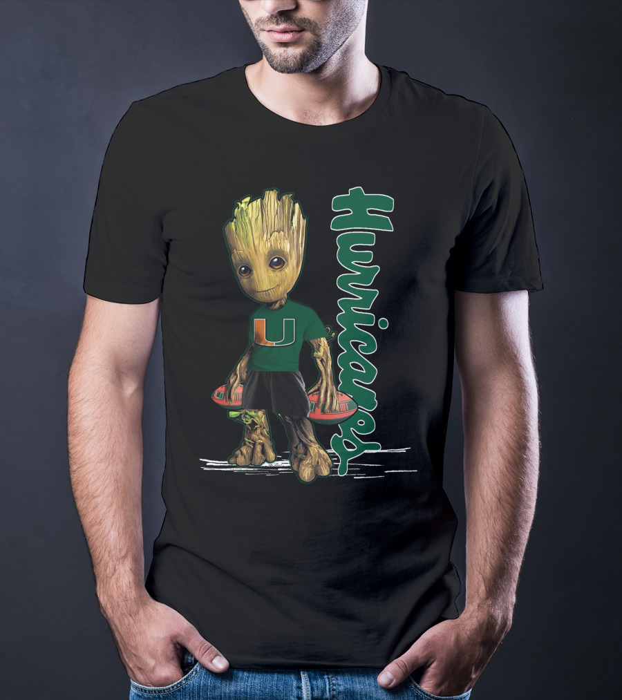 Groot Holding Football Miami Hurricanes U T-Shirt