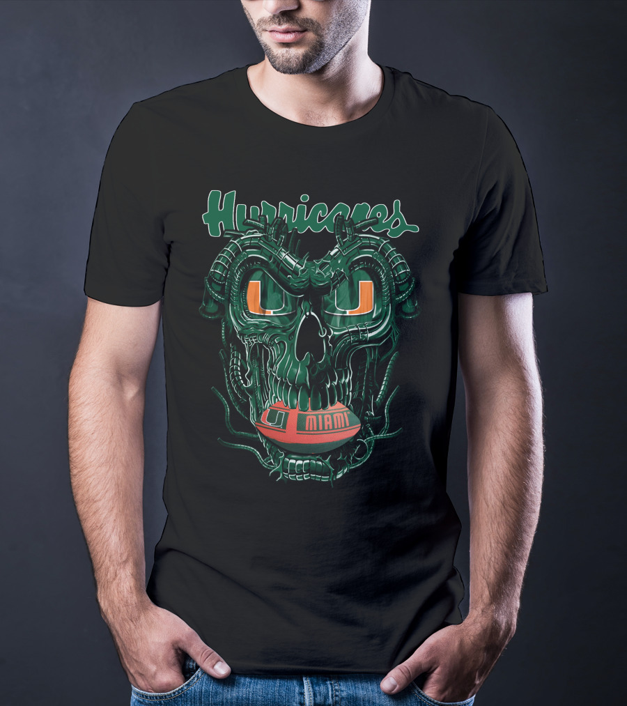 Miami Hurricanes Dragonskull Football T-Shirt