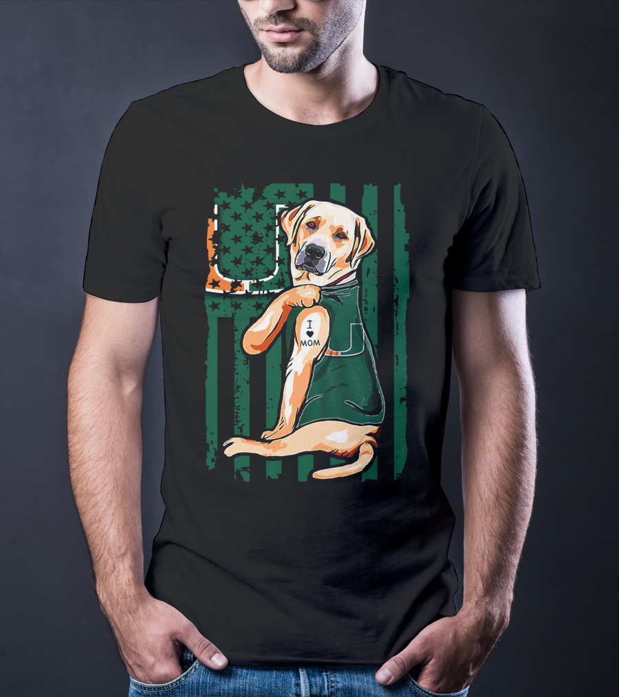Labrador Retriever I Love Mom Miami Hurricanes T-Shirt