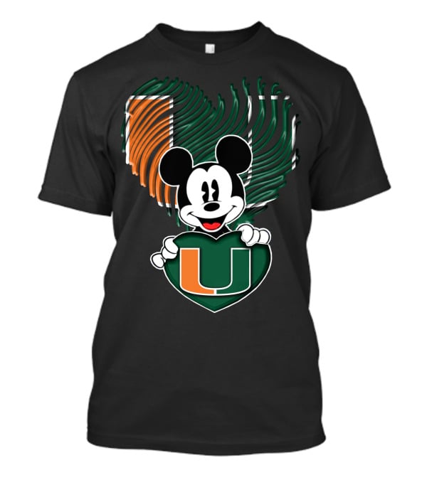 Mickey Mouse Miami Hurricanes Heart U T-Shirt