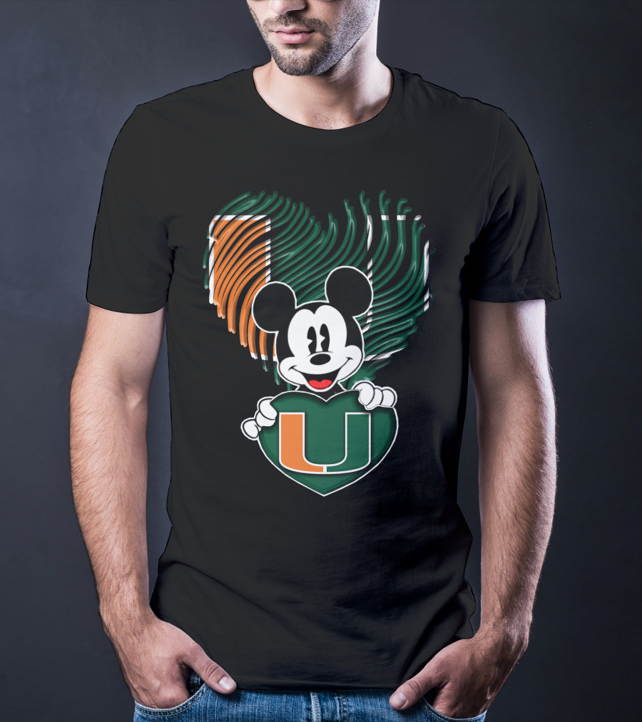 Mickey Mouse Miami Hurricanes Heart U T-Shirt