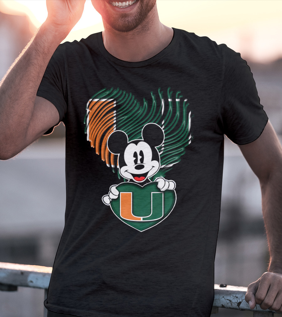 Mickey Mouse Miami Hurricanes Heart U T-Shirt