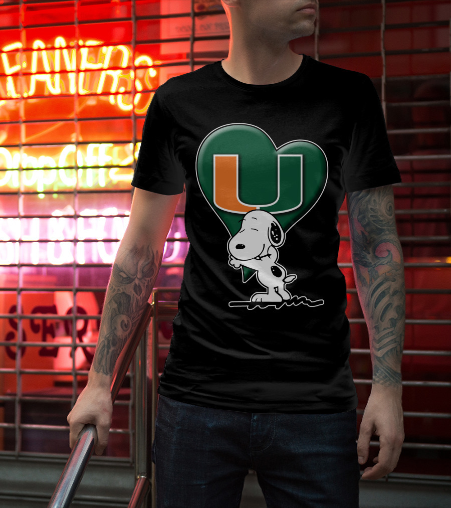 Snoop V1 Miami Hurricanes U Logo Heart Hug T-Shirt