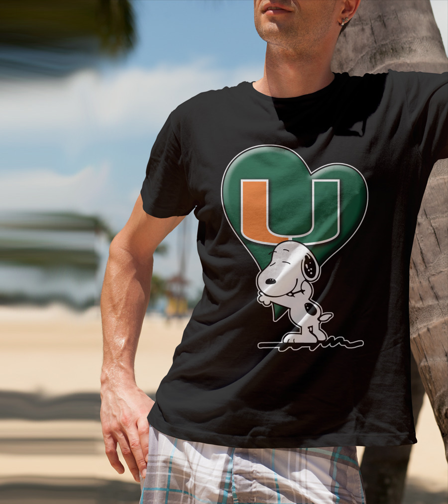 Snoop V1 Miami Hurricanes U Logo Heart Hug T-Shirt