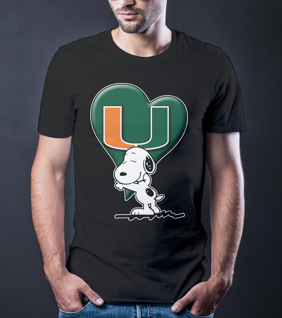 Snoop V1 Miami Hurricanes U Logo Heart Hug T-Shirt