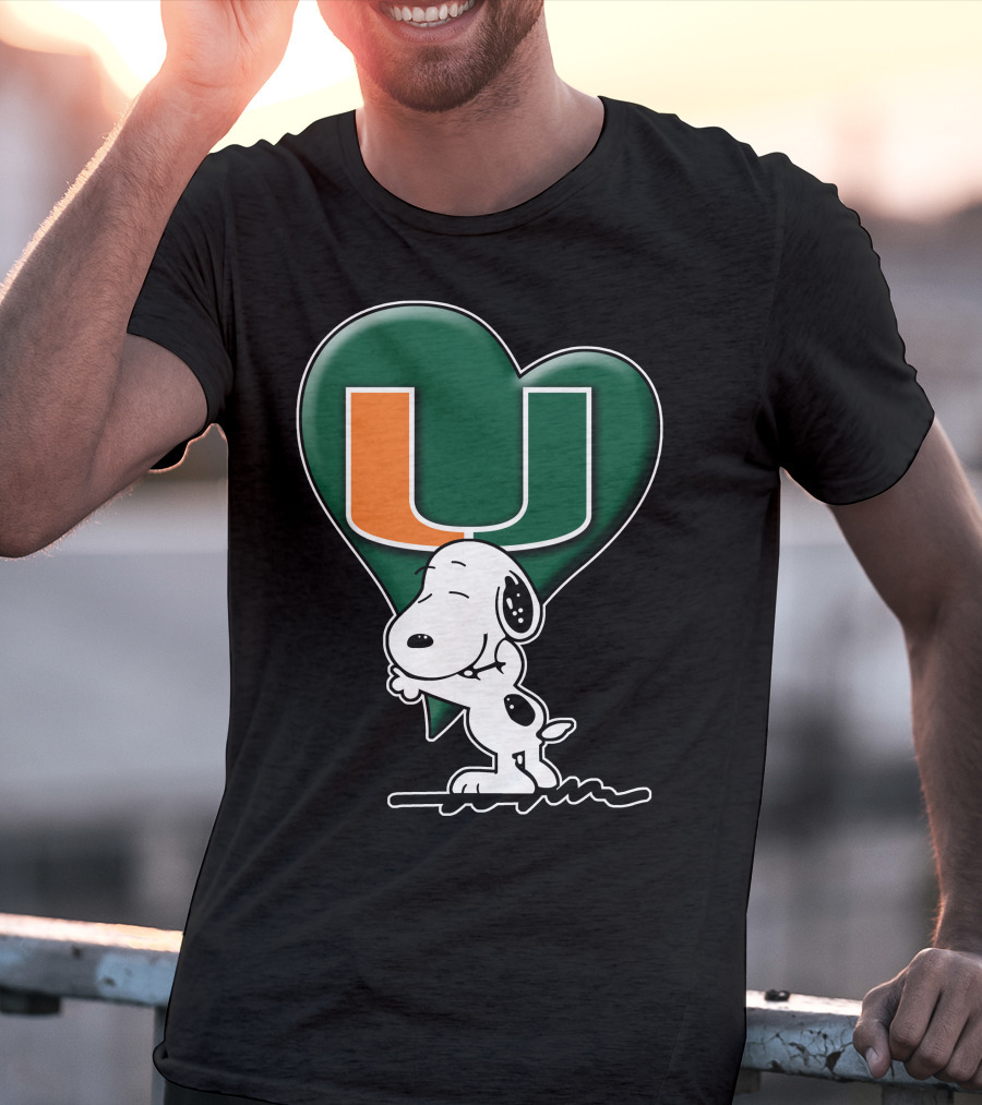Snoop V1 Miami Hurricanes U Logo Heart Hug T-Shirt
