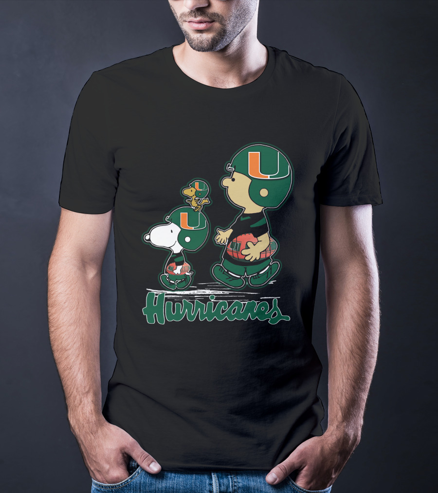 Snpfootball Miami Hurricanes Peanuts Characters Football Helmets T-Shirt
