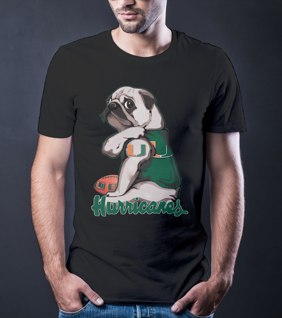 Pug Miami Hurricanes Football U T-Shirt