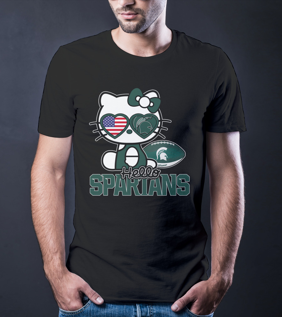 Hello Kitty Michigan State Spartans USA Football T-Shirt