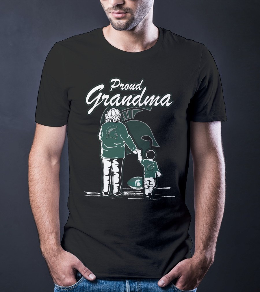 Proud Grandma Holding Hands Michigan State Spartans Football Fan T-Shirt
