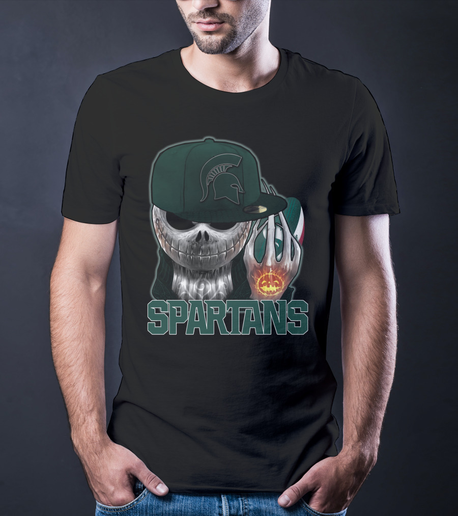 Jackskull Michigan State Spartans Halloween Pumpkin Skull T-Shirt