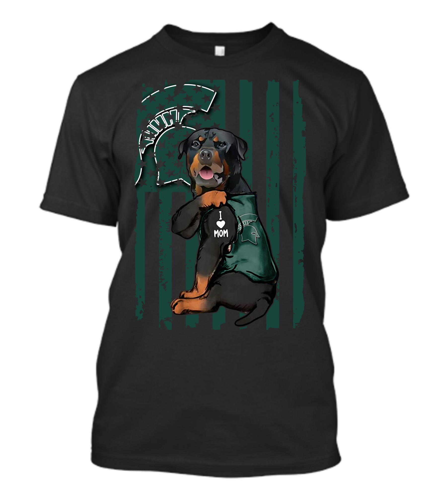 Rottweiler I Love Mom Michigan State Spartans T-Shirt