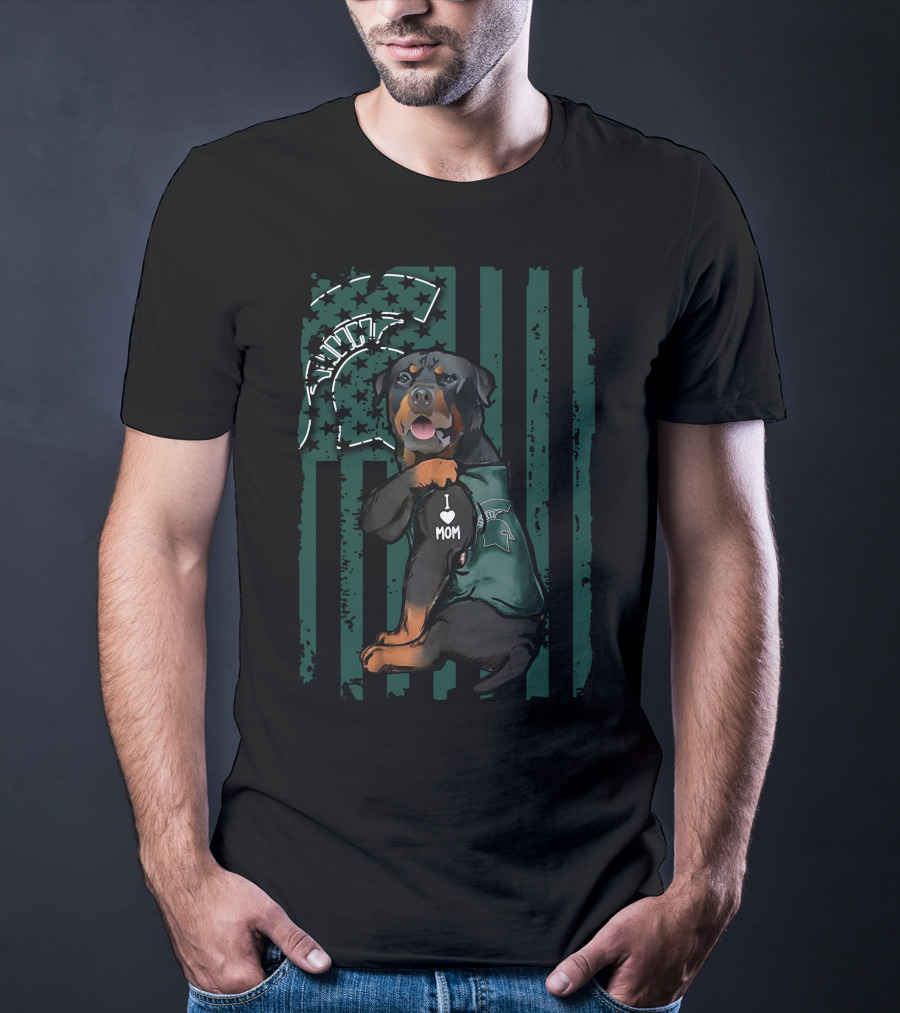 Rottweiler I Love Mom Michigan State Spartans T-Shirt