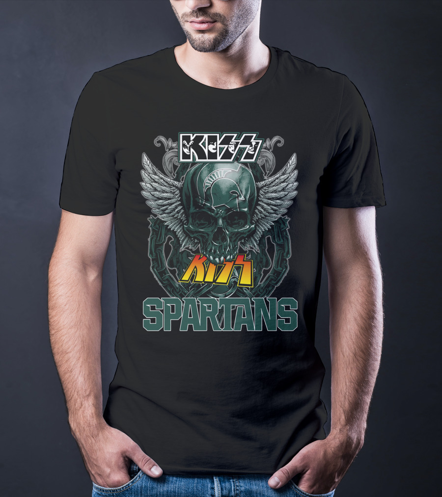 KISS Michigan State Spartans Skull Wings T-Shirt