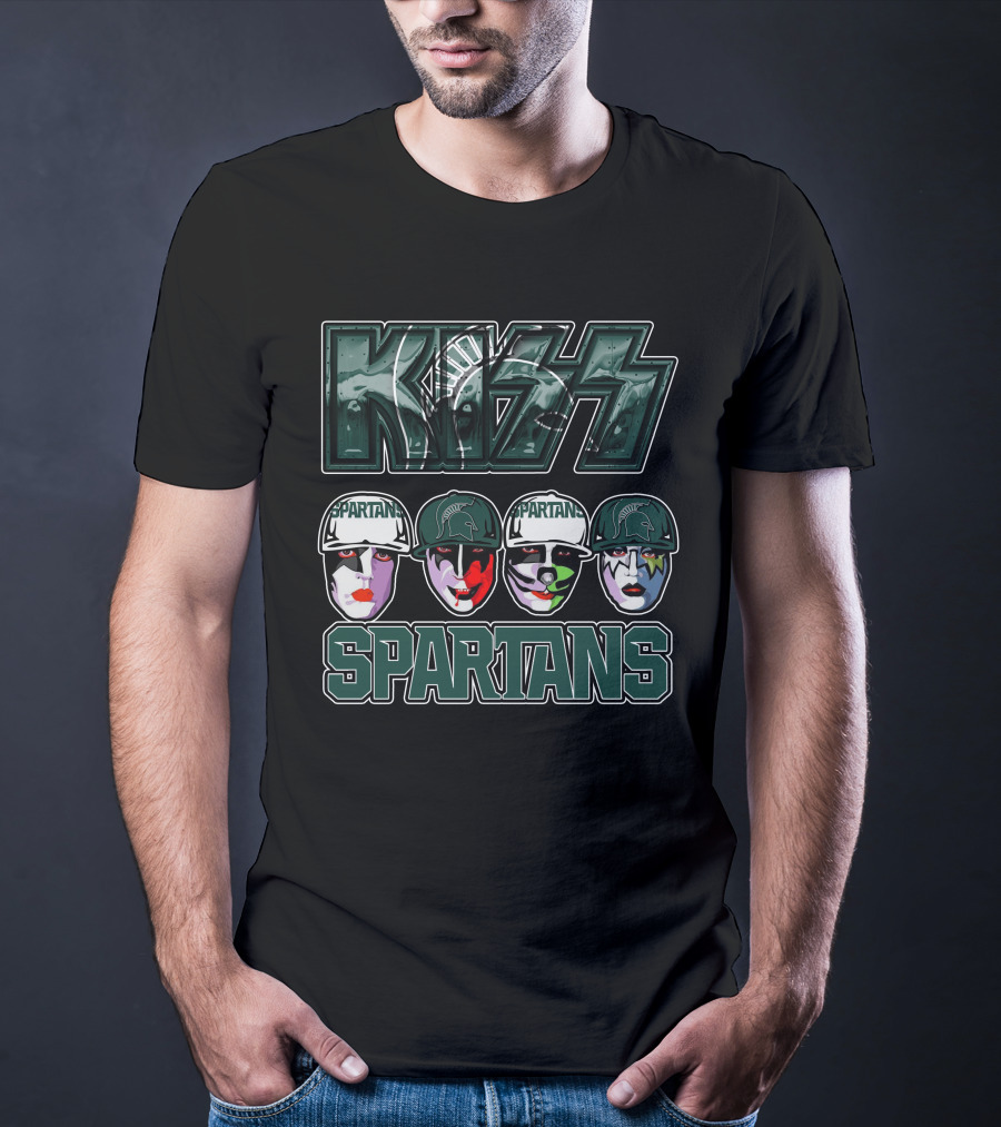 KISS Michigan State Spartans Band Face Makeup Fan Mashup T-Shirt