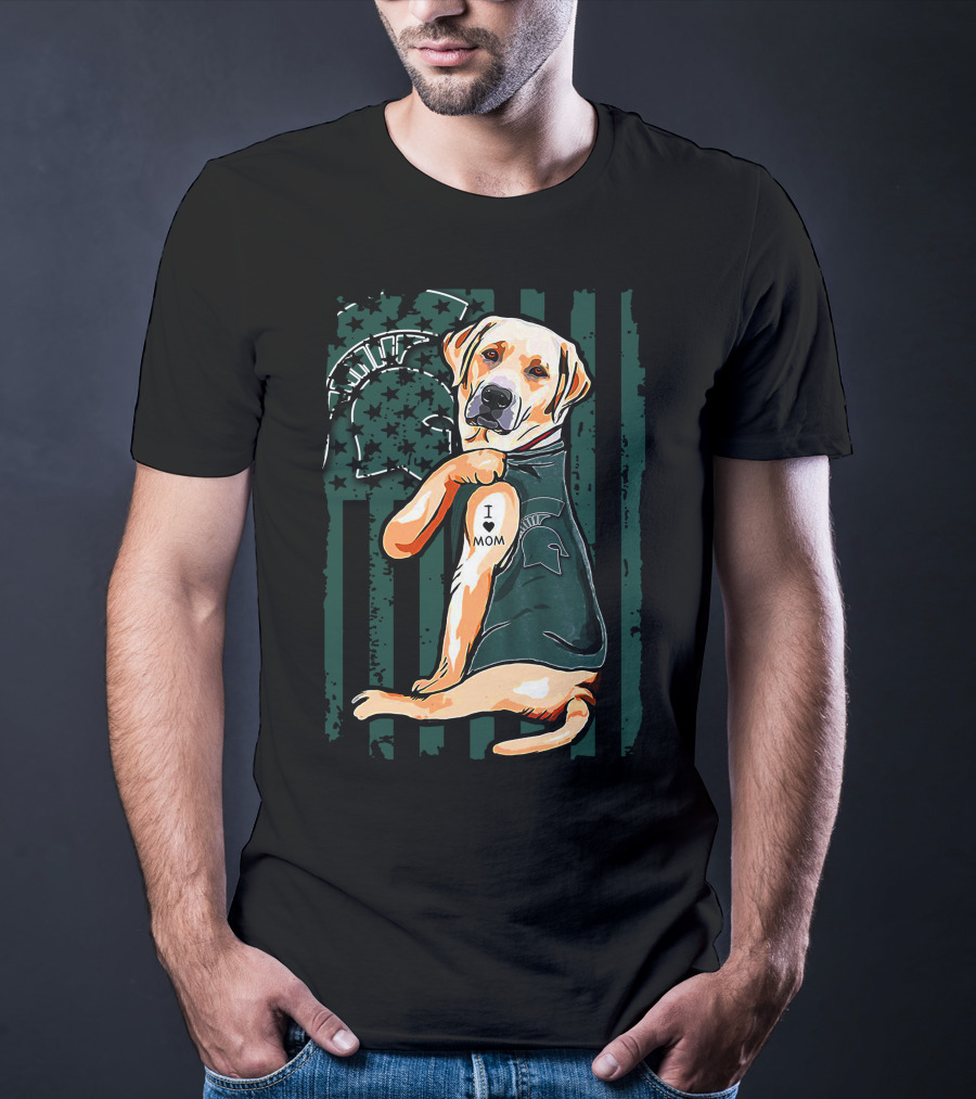 Labrador Retriever Michigan State Spartans I Love Mom T-Shirt