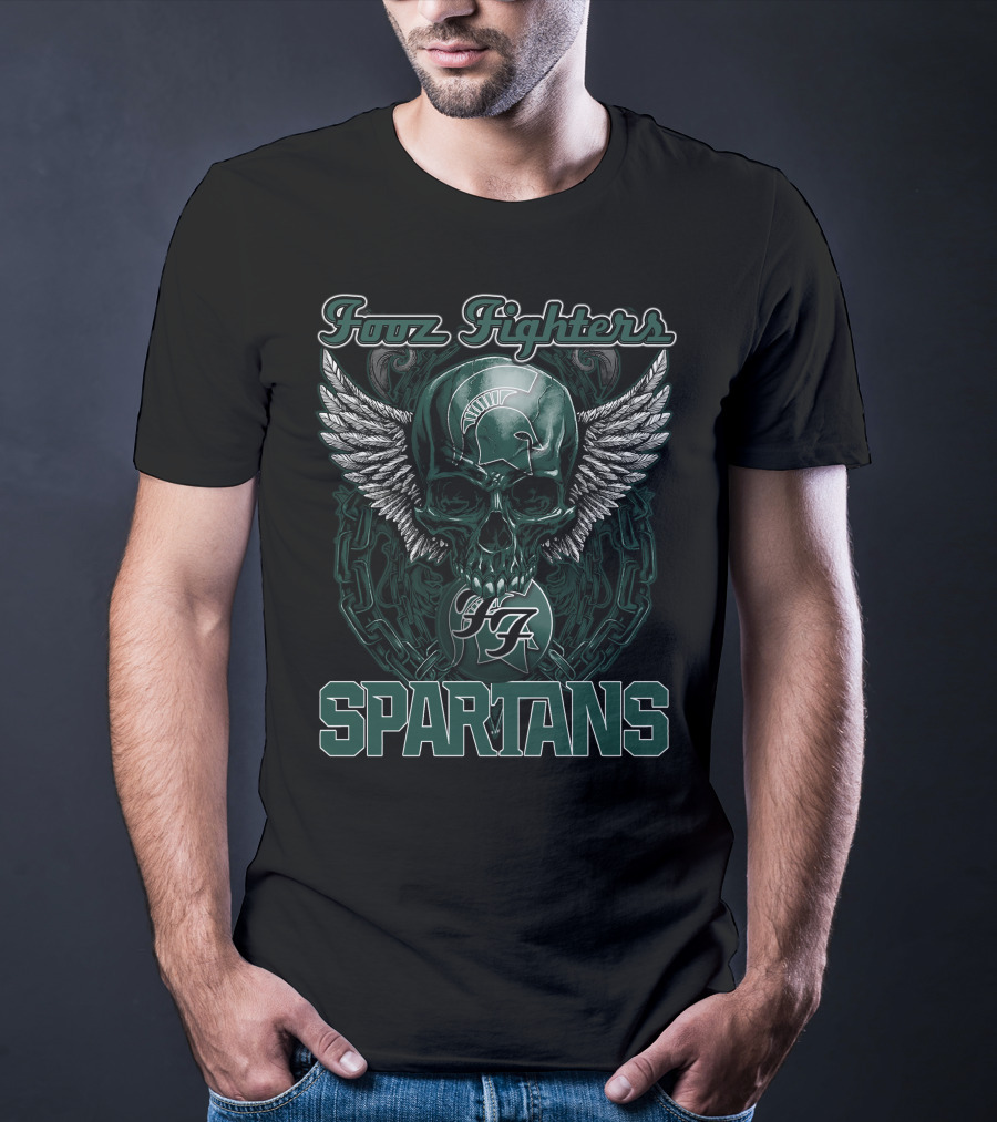 Fozz Fighters Michigan State Spartans Winged Skull T-Shirt