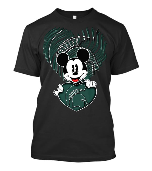 Mick Mouse Michigan State Spartans Heart Spartan Helmet T-Shirt
