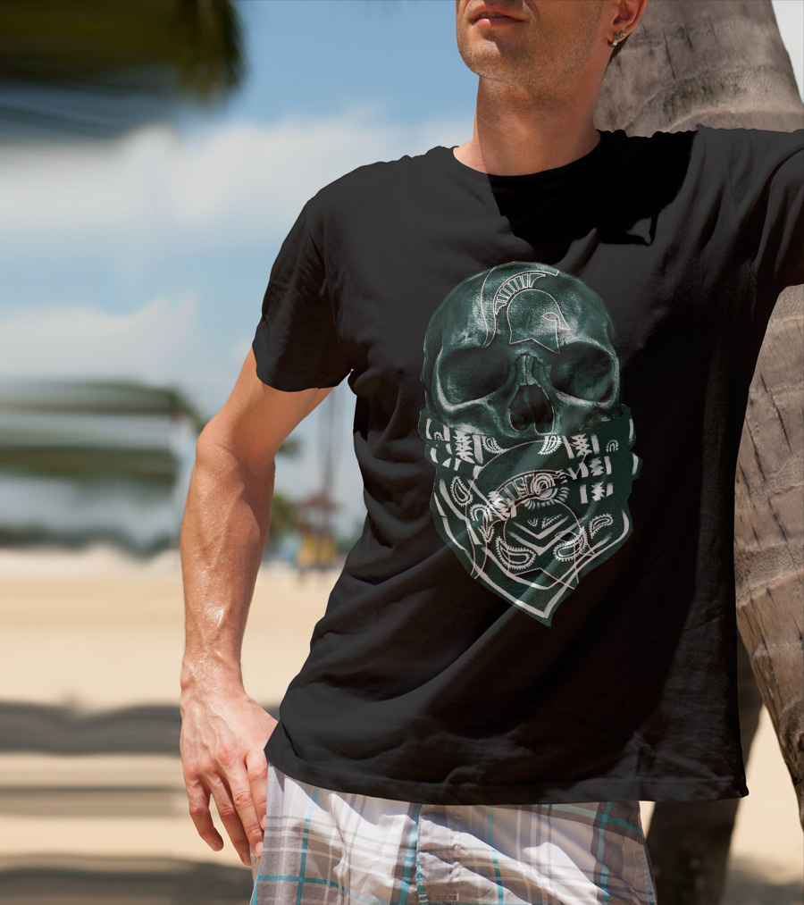 Skull Michigan State Spartans Bandana Style Spartan T-Shirt