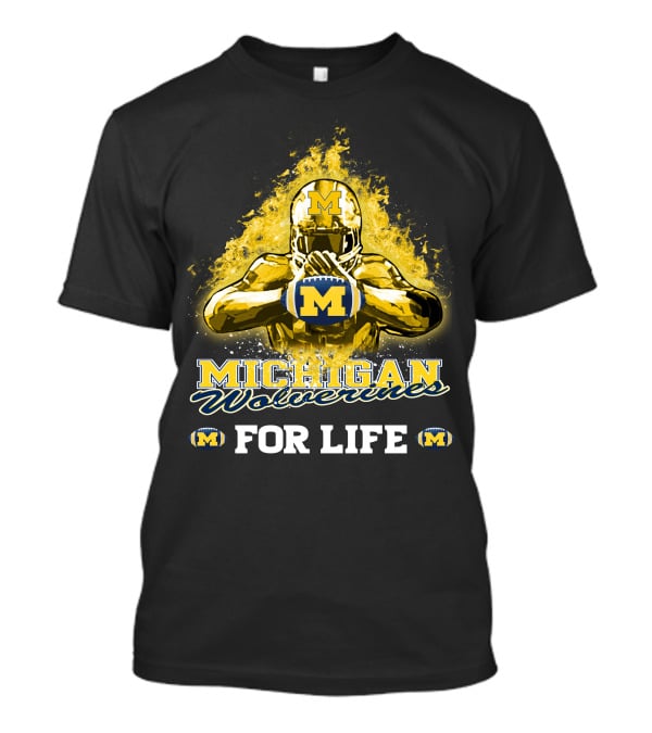Michigan Wolverines For Life Football Explosion M T-Shirt
