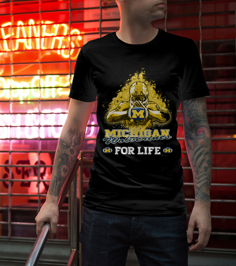 Michigan Wolverines For Life Football Explosion M T-Shirt