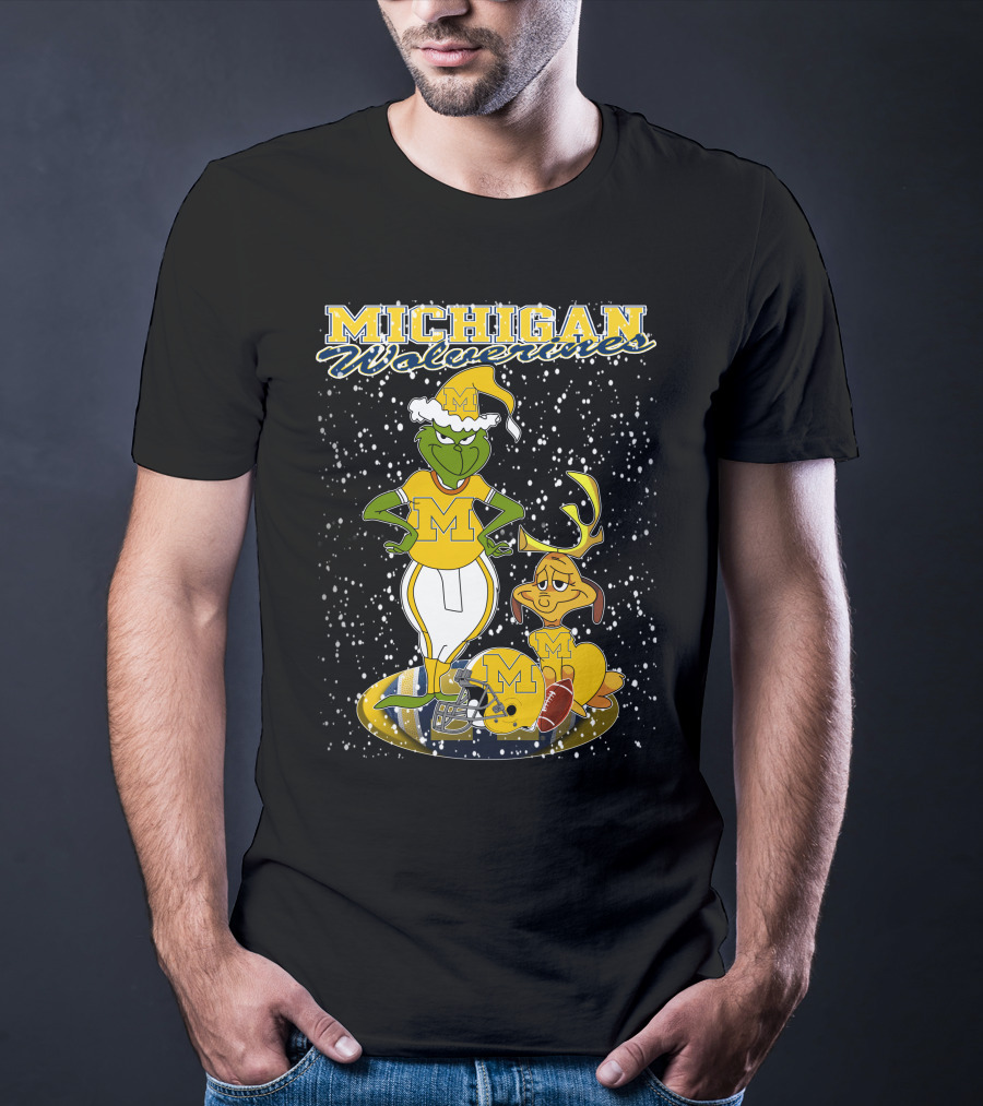 Michigan Wolverines Grinchxmas Holiday Football T-Shirt