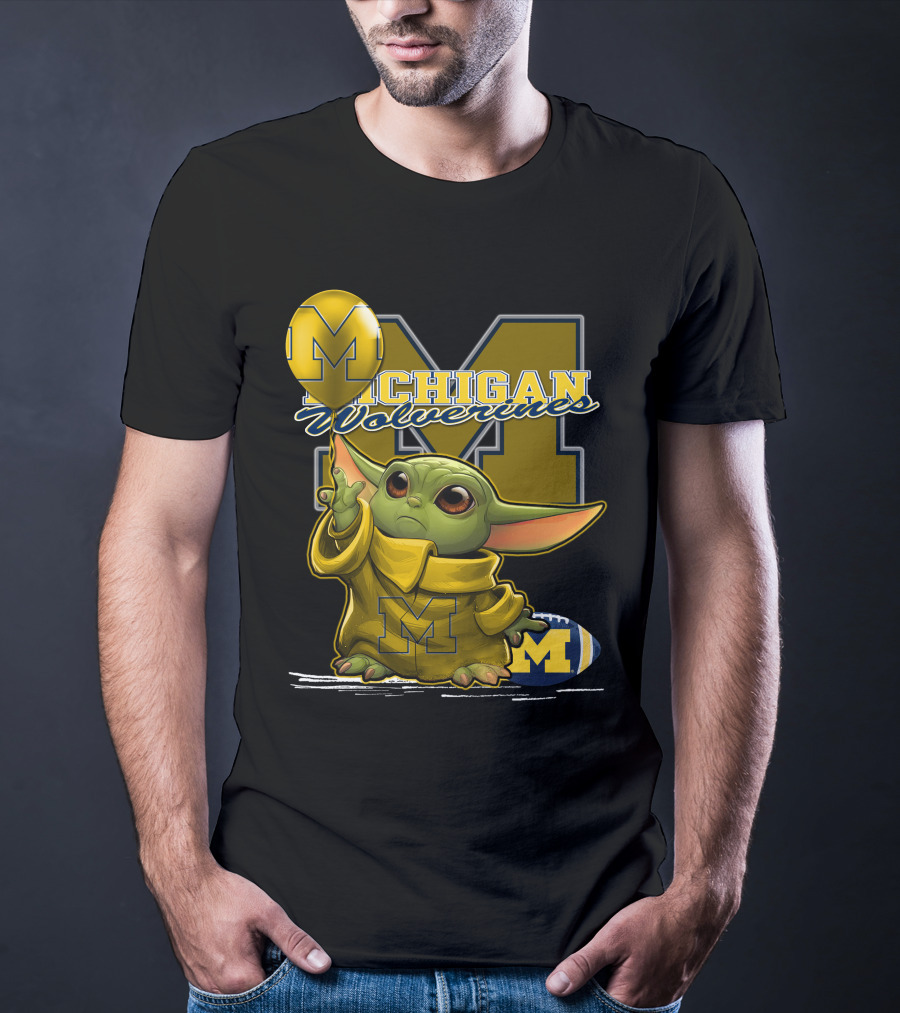 Yoda Michigan Wolverines Football Balloon T-Shirt