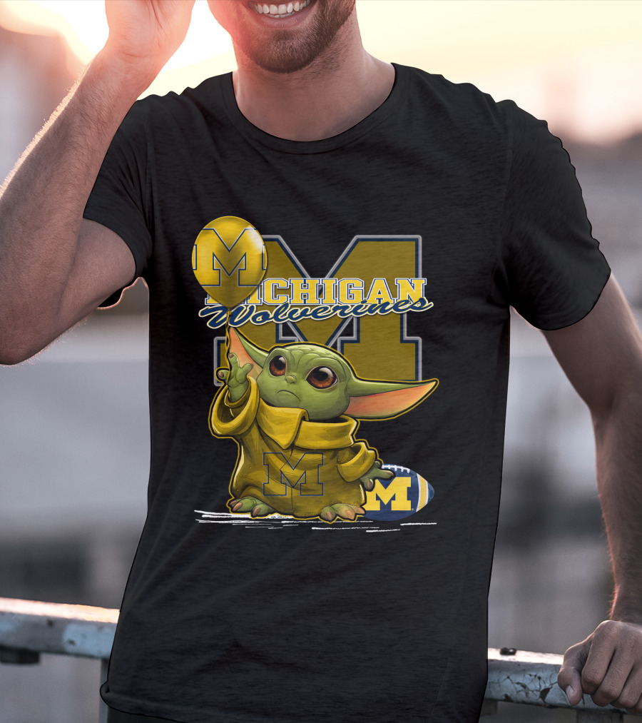 Yoda Michigan Wolverines Football Balloon T-Shirt