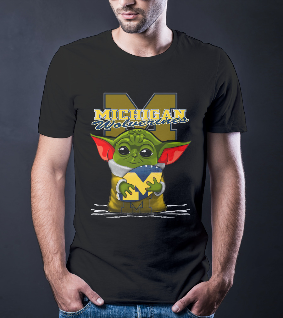 Michigan Wolverines Yoda Holding Football T-Shirt