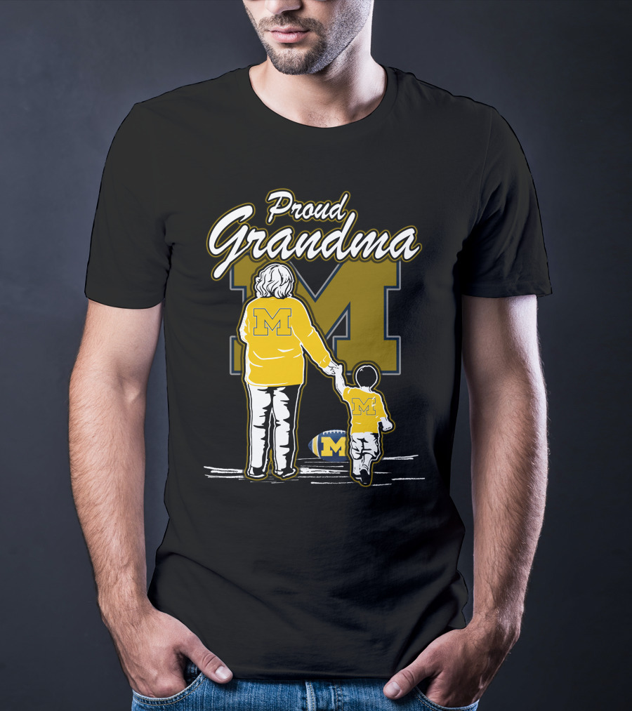 Proud Grandma Michigan Wolverines Football Fan With Large 'M' T-Shirt