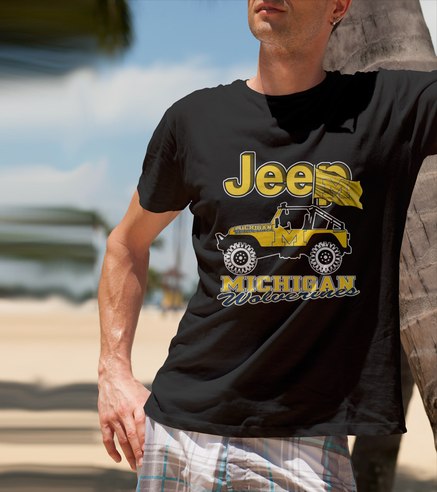 Jeep Michigan Wolverines Flag T-Shirt