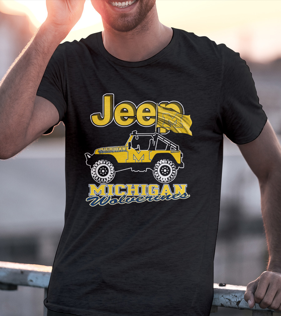 Jeep Michigan Wolverines Flag T-Shirt