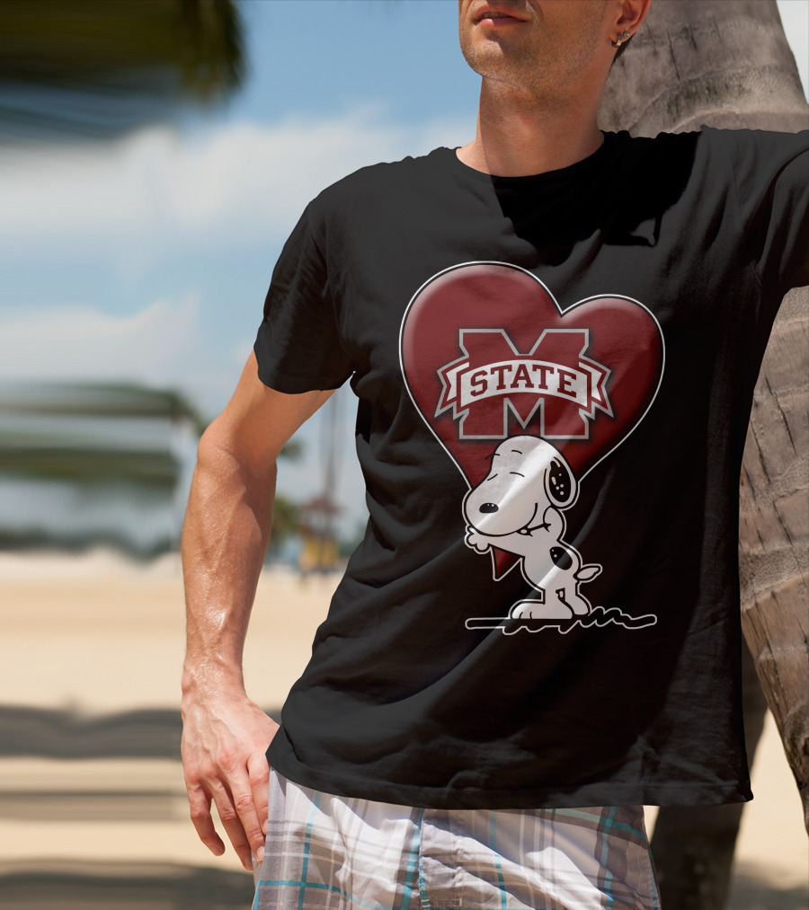 Snoopy Mississippi State Bulldogs Heart T-Shirt