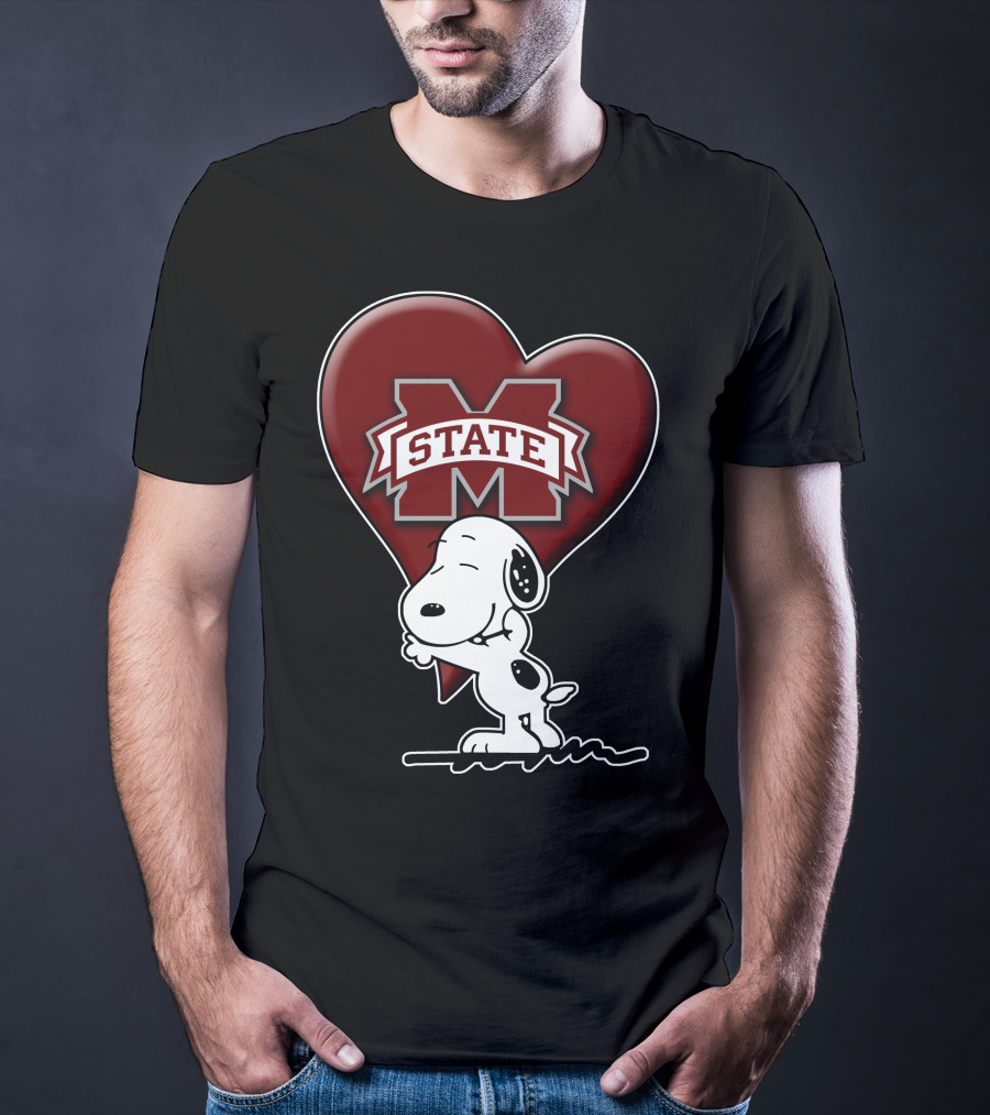 Snoopy Mississippi State Bulldogs Heart T-Shirt