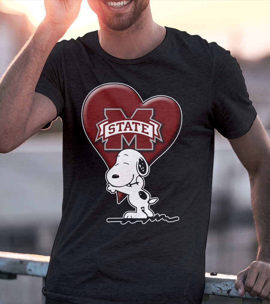 Snoopy Mississippi State Bulldogs Heart T-Shirt