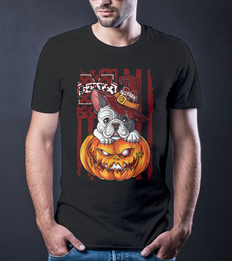 Hlw Bulldog Mississippi State Bulldogs Halloween Pumpkin Wizard Hat T-Shirt