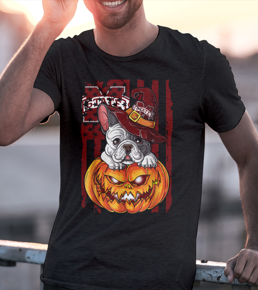 Hlw Bulldog Mississippi State Bulldogs Halloween Pumpkin Wizard Hat T-Shirt