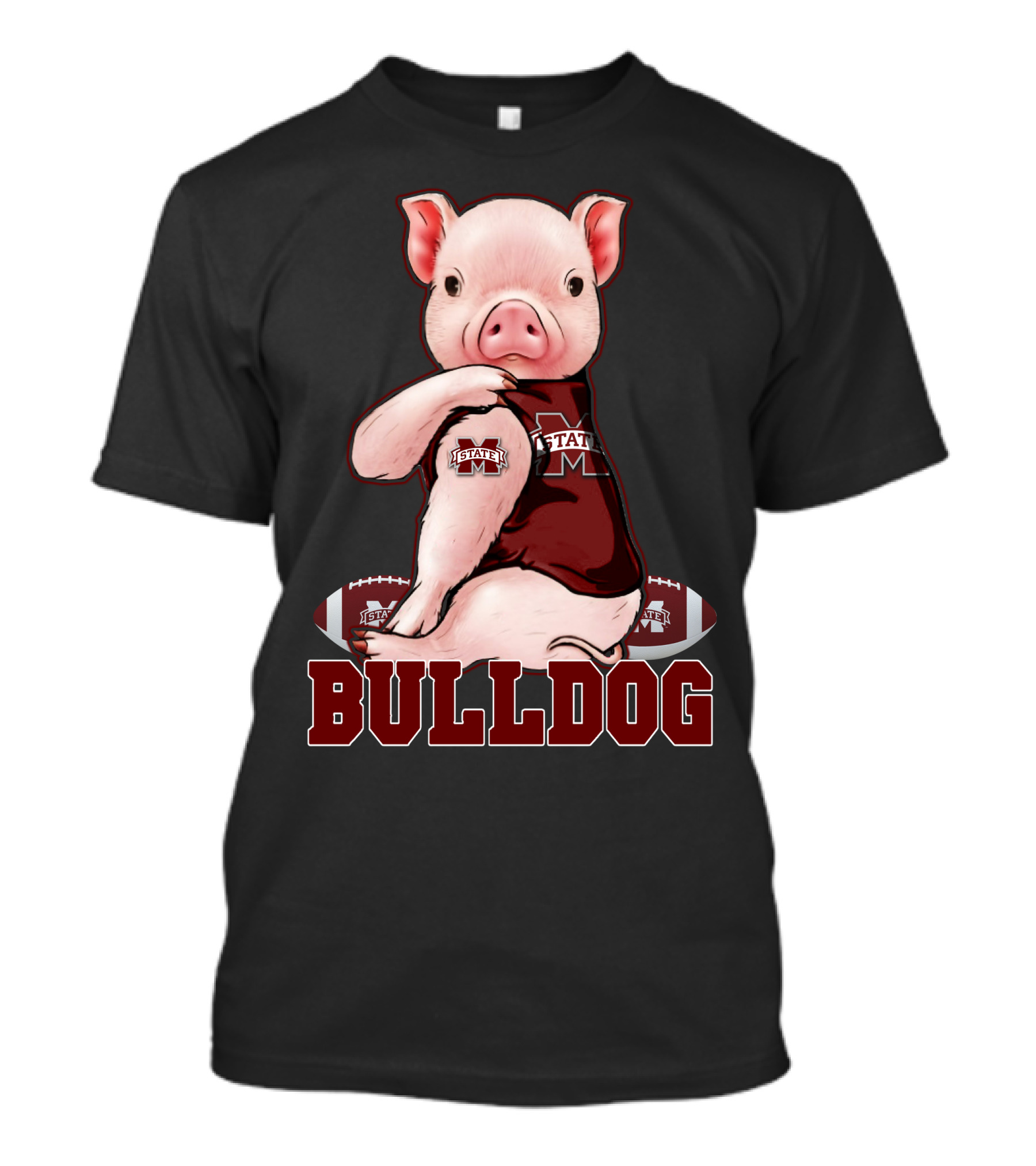 Mississippi State Bulldogs Pig With Football And Team T-Shirt