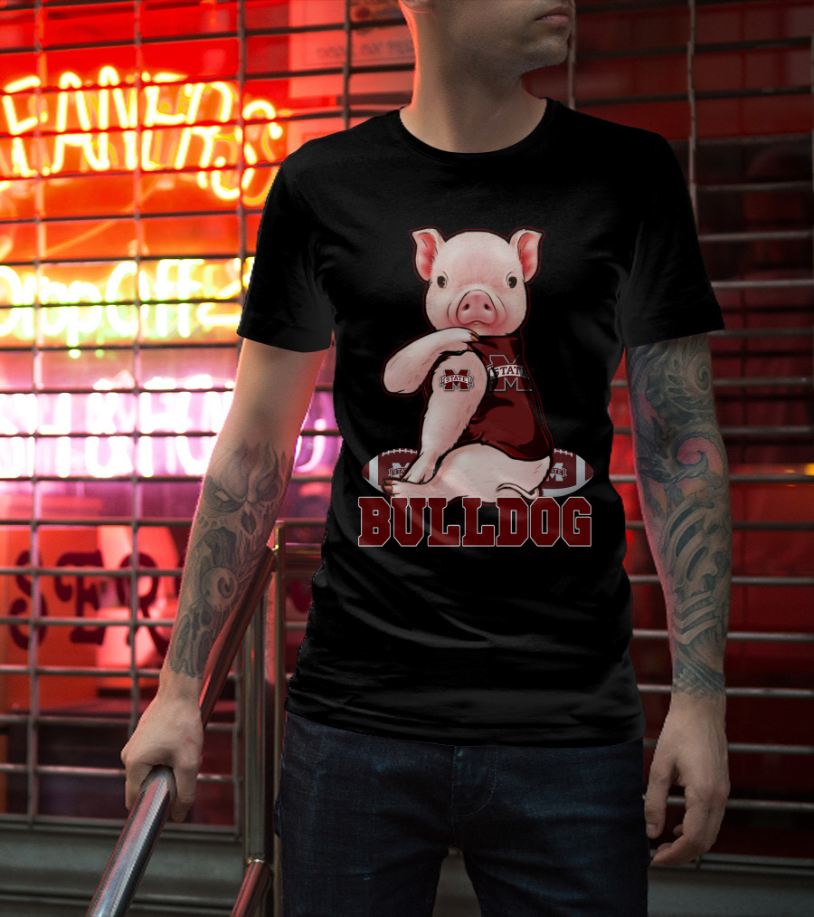 Mississippi State Bulldogs Pig With Football And Team T-Shirt