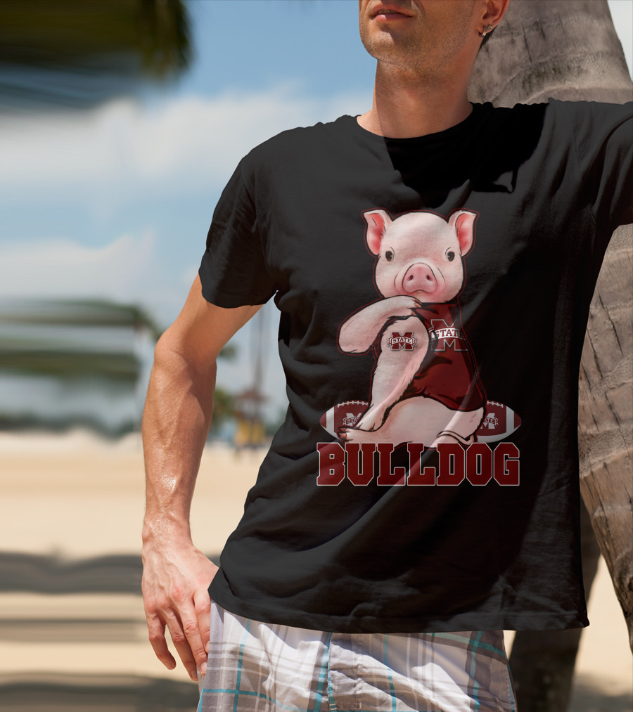 Mississippi State Bulldogs Pig With Football And Team T-Shirt