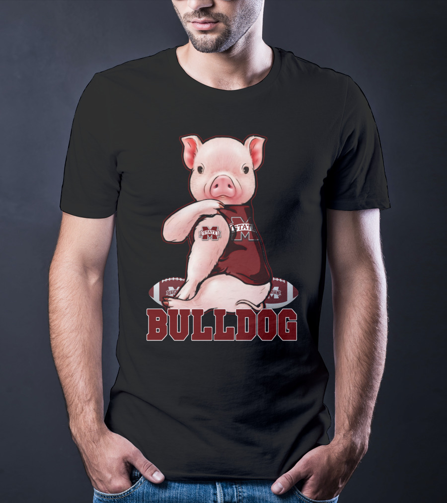 Mississippi State Bulldogs Pig With Football And Team T-Shirt