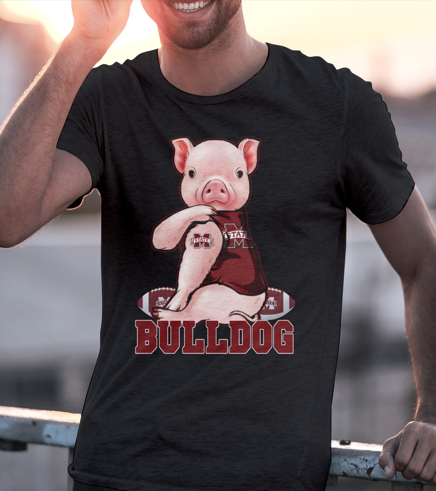 Mississippi State Bulldogs Pig With Football And Team T-Shirt