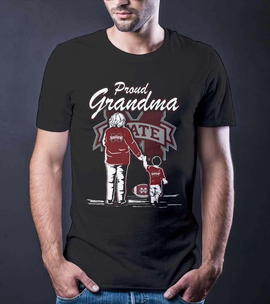 Proud Grandma Mississippi State Bulldogs Vintage Style Family Football Fan T-Shirt