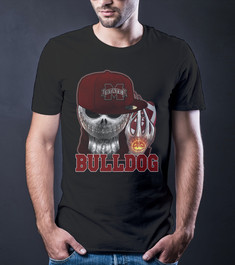 Mississippi State Bulldogs Skull Jack O' Lantern Bulldog T-Shirt